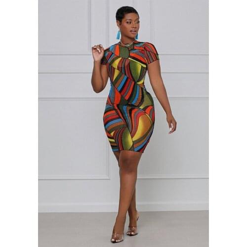 TNNAOFF Plus Size Mesh Print Bodycon Dress for Women Summer Fashion Short Sleeve Streetwear Oversized Club Party Mini Dresses