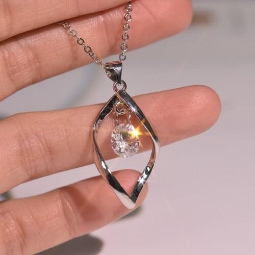 Simple Crystal Zircon Stones Pendants Necklace Women Fashion Wedding Jewelry White Gold Color Choker Necklaces for Femal