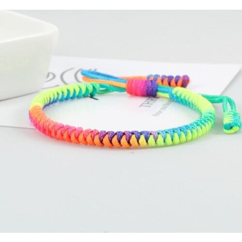 Rainbow Men Women Bracelet Boho Anklets Handmade Knots Braided Bracelets Bangles Adjustable Rope Charm Unisex Jewelry LGBT Pride