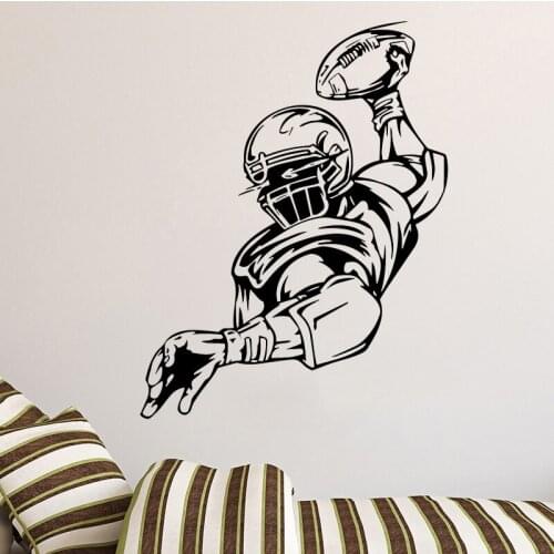 Rugby Payer Wall Sticker Bodybuilder Sport Wall Decal for Home Decoration Room Gym Decor Removable Waterproof Vinyl Art Murals