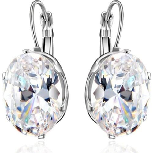 Silver Color Earrings Luxury Zirconia Earrings Female Popular Original Brand Of High-end Vintage Stud Earrings Hot