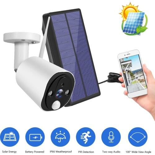 Solar Powered Wireless Security Camera 1080P WiFi Camera Night Vision Motion Detection Outdoor Waterproof Surveillance Camera