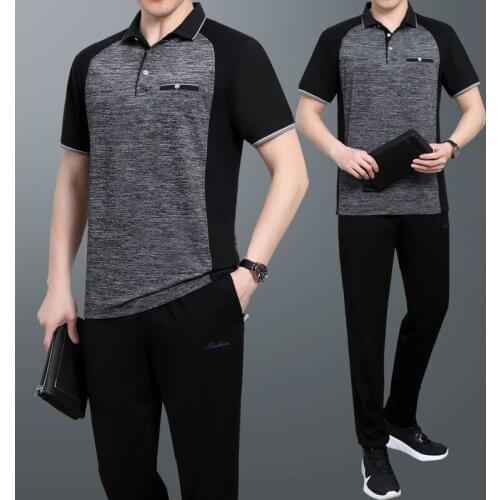 5XL summer men sportswear tracksuit quickly dry loose sweatshirt+pant running jogger fitness gym casual workout set sport suit