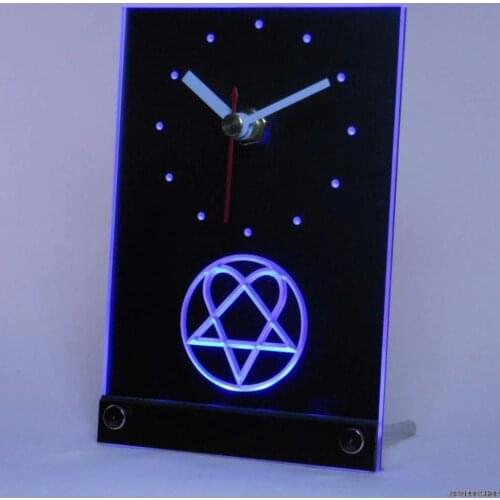 Tnc0166 Him Heartagram Logo Band Table Desk 3D LED Clock