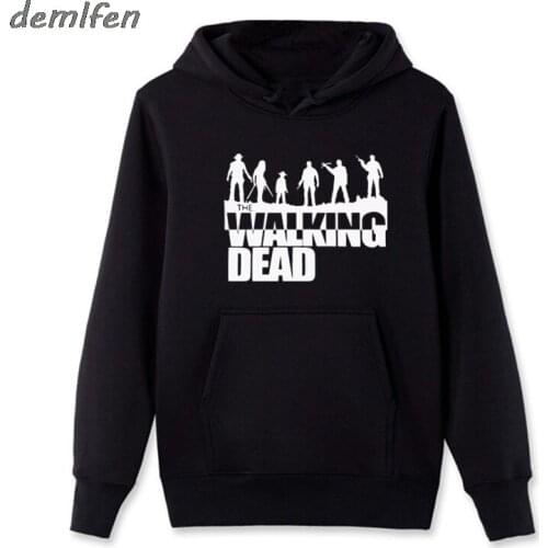 Fashion Zombies Fight The Dead Fear The Living The Walking Dead Hoodie Mens Fleece Zipper Sweatshirt Casual Tops Hoody Jacket