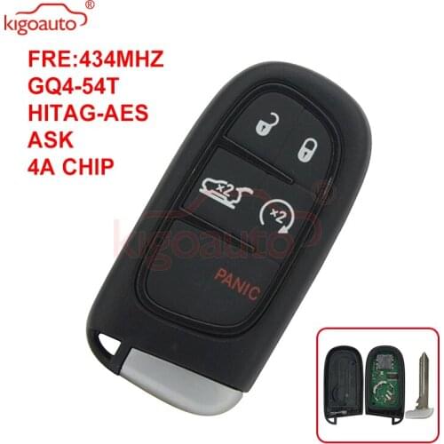 Kigoauto smart key for Dodge chrysler Jeep cherokee 2014 2015 2016 2017 keyless entry GQ4-54T 5 button 433mhz 4A chip