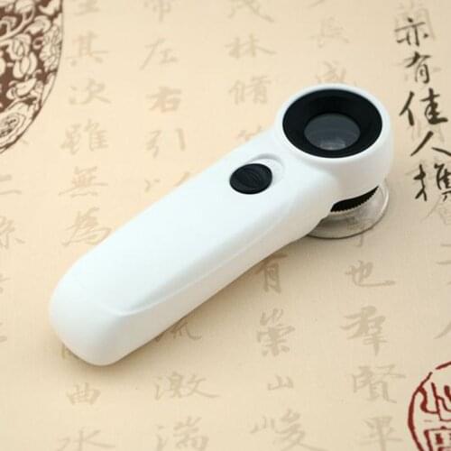45X30mm Focusable Optical Magnifying Glass Reading Glass Portable LED Illuminated Jewelry Magnifier Lighted Loupe with Lamps