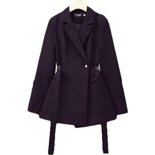 Womens Spring Autumn Blazers 2021 New Waist Slim Fashion Long Sleeve Suit Jacket 217B