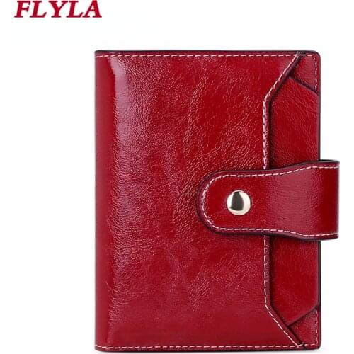2021 New Women Wallet Short Retro Oil Wax Leather RFID Protective PU Wallet Women Card Holder Card Holder