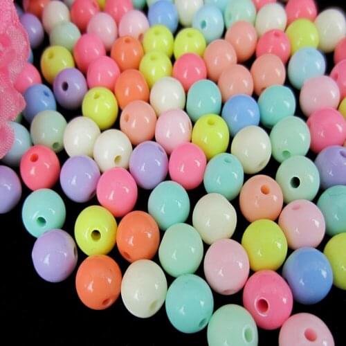 200PCs Mixed Color Acrylic Spacer Beads Round 8.0mm Dia Fit Bracelet Pendant Jewelry beads Hole:Approx 1.8mm
