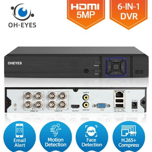 4 and 8 channel 1080P 5MP 6 in 1 DVR video recorder for AHD camera analog camera IP camera P2P NVR cctv system DVR H.265 4ch 8ch