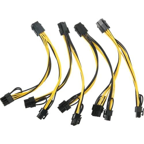 4pcs High Quality 6-Pin to Dual 8-Pin Power Cable Durable PCI-E Power Supply Cables Adapter Computer Accessories