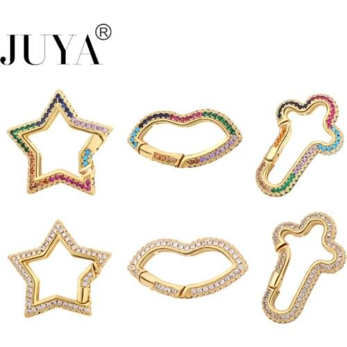 JUYA 5 Pcs Luxurious Pressed Spiral Clasps For Jewelry Making AAA Cubic Zirconia Charms Connectors DIY Handmade Jewelry Findings