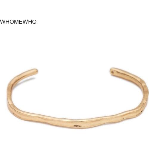 55mm Summer Hammered Metal Antique Gold Open Cuff Adjustable Bangle Bracelets Korean Fashion Minimalism Party Jewelry Accessory