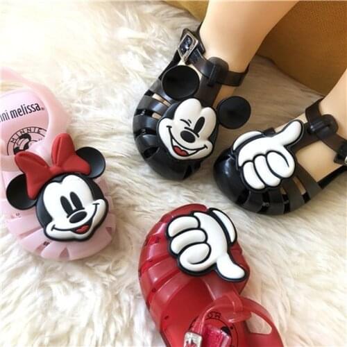 Melissa Disney Summer 1-6 year old baby boys and girls hollow shoes Mickey Minnie Baotou sandals