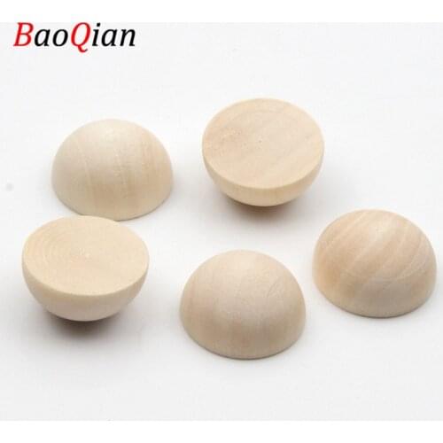 Natural Wood Half-Faced Round Beads DIY Wood-Colored Grinding Teeth Lead-free Beads Make Creative Jewelry Accessories 15-40mm