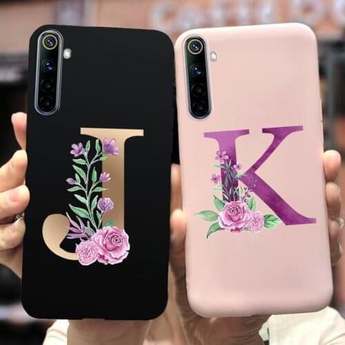 Cute 26 Letters Case For Oppo Realme 6 Pro Case Realme 6 6i 6s Soft Silicone Phone Cover For Realme6 Pro RMX2061 Full Coque Capa