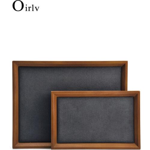 Oirlv Solid Wood Jewelry Display Tray Stackable Necklace Bracelet Ring Watch Drawer Organizer Showcase Jewelry Holder(Dark Grey