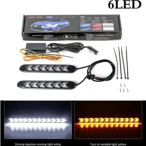 12V Car accessories Universal White DRL Daytime Running Light Amber Flowing Turn Light Waterproof LED Knight Rider Strip Light