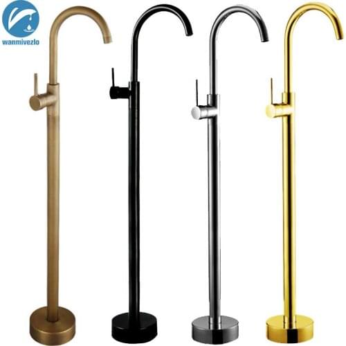 Chrome/Antique Bathtub Shower Faucet Floor Standing Bath Tub Spout Shower Single Handle Mixer Tap Bathroom Shower Faucet Mixer