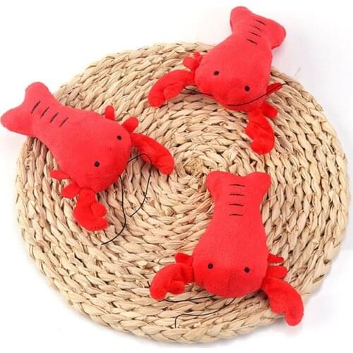 Simulation Lobster Dog Plush Chew Toy Small Medium Pets Soft Fleece Squeak Stuffed Interactive Bite-Resistant Doll Sounding Toys