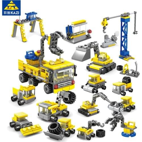 318Pcs City Engineering Vehicles Excavator Model Building Blocks Sets Bricks Playmobil Educational Toys For Children