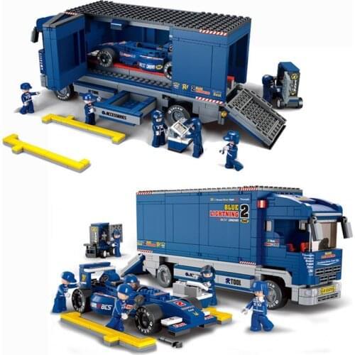 Powerful F1 Truck City Building Blocks Learning&Education Bull Car Transporter Bricks Boys Optimus Prime prototype Toys