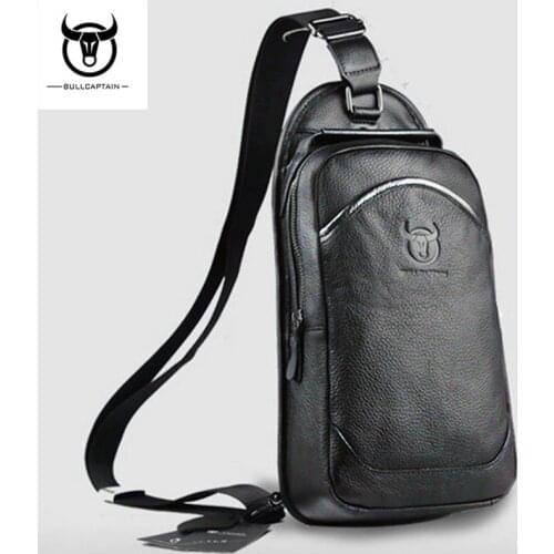 BULL CAPTAIN Male Genuine Leather Crossbody Bag men famous Brand large capacity men sling chest bag messenger Bags Leather bag
