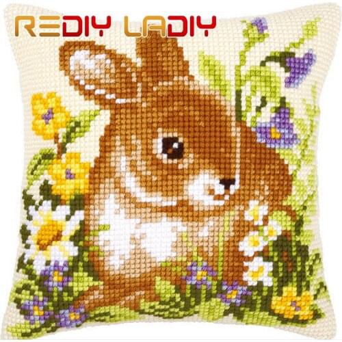 Cross Stitch Cushion Cover Leopard on Rock Sofa Pillow DIY Chunky Cross-Stitch Kits 100% Acrylic Yarn Pillow Case Hobby & Crafts