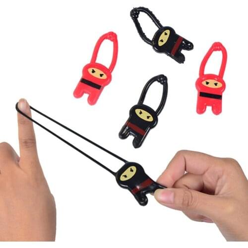 20pcs/set Novelty Catapulted Launch Toy Rubber Mini People Shape Elastic Flying Finger Slingshot Decompression Toys For Childr