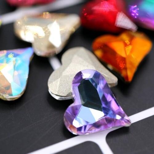 New arrival Nail Art pointback rhinestones 20pcs K9 glass crysyal Heart shape Purple Light rhinestones diy clothing Accessories