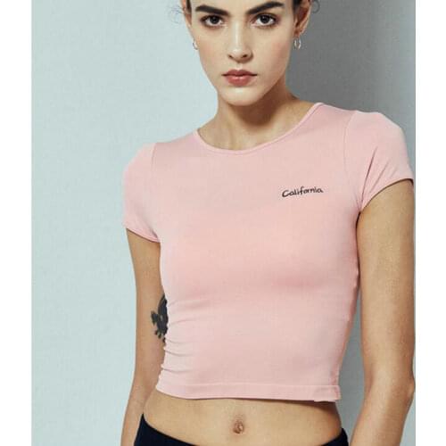 Solid Letter Yoga Tops Breathable Sport Tank Top Fitness Women Short Sleeve Yoga Shirt Gym Running Sports T Shirt Jerseys Femme