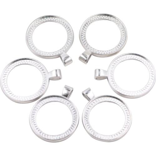 ZHUBI 40mm Pendant Tray Double Side Glass Cabochon Base Settings Diy Jewelry Making Accessories Findings For Necklaces