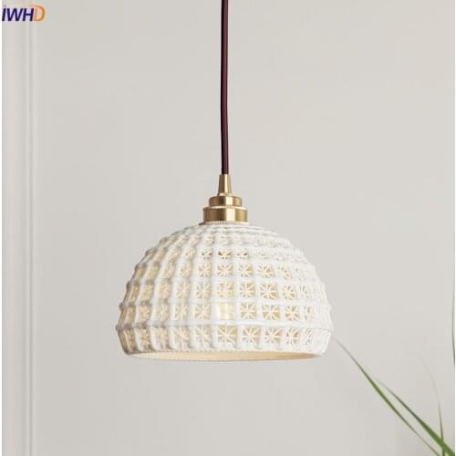 IWHD Japanese Nordic Style Modern Pendant Lights Fixtures Dinning Living Room White ceramics Hanging Lamp Lamparas Vintage