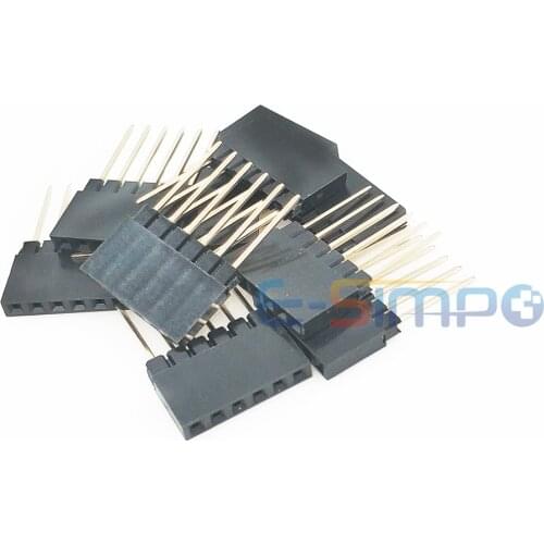 10pcs 2.54mm PC104 Industrial Square Pin Single Row 1X6P/8P/10P/40P Straight PH11mm Pin L12mm Gold PCB Female Header Connector