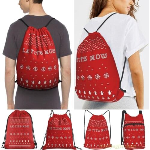 Le Tits Now Let It Snow Women Drawstring Sackpack Gym Bags Men Outdoor Travel Backpacks For Training Fitness Swimming Bag