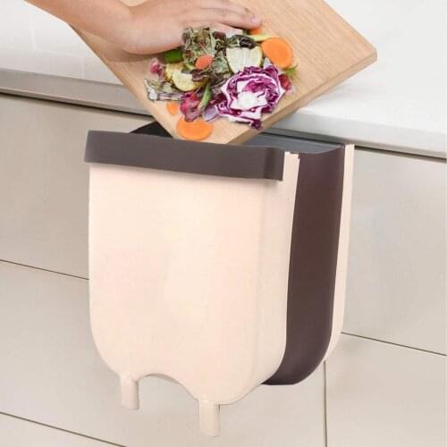 Silicone Folding Trash Can Kitchen Hanging Trash Wall Mount Portable Folding Trash Can for Home Outdoor Use