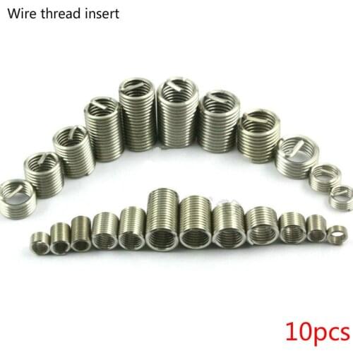 304 Stainless Steel Coiled Wire Thread Blade Long Thread Repair Screw Blade Repair Tool Easy Install 10pcs M6 M8 M10 M12 M14