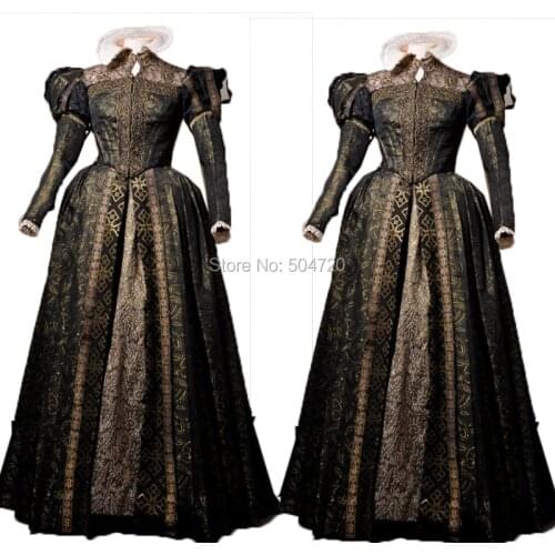 Tailored!Royal Printing 18th Georgian Marie Antoinette Duchess Queen regency Renaissance Reenactment medieval dress HL-211