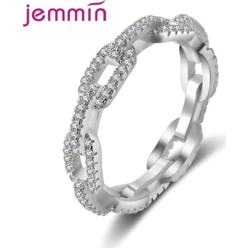 Sparkling Clear Zircon Ring 100% 925 Sterling Silver Hollow Out Knot Ring for Women Adjustable Free Size Ring Original Jewelry