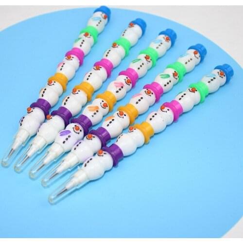 Korean Creative Stationary Snowman 5 Sections Building Block Pencil Free Cut Removable Cartoon Student School Supplies Kawaii