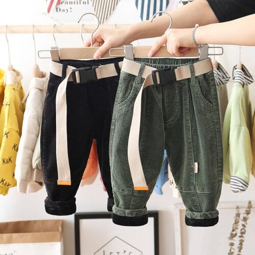 Boys Corduroy Pants 2019 Autumn Winter New Toddler Boys Thick Trousers Infant Childrens Trousers Baby Plus Velvet Pants 2-8Y
