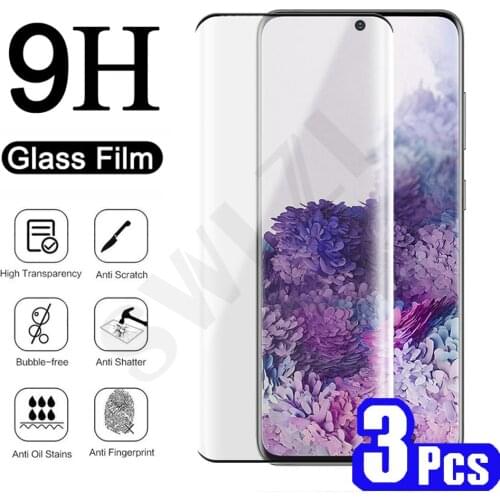 3Pcs full glue tempered glass for Samsung Galaxy S21 plus Ultra protective Film S20 FE S10 lite S10 5G S9 S8 S7 screen protecto
