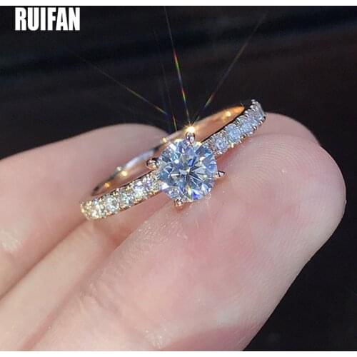 Vintage Round White Gold/Rose Gold Color Sparkling Crystal Womens Rings Fashion Jewelry Accessories Best Gift for Girl YRI158