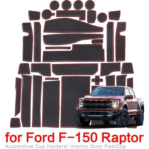 ZUNDUO Anti-Slip Gate Slot Cup Pad Fit for Ford F150 2021 F-150 Raptor Accessories Non-Slip Door Groove Mats Rubber Mat Holder