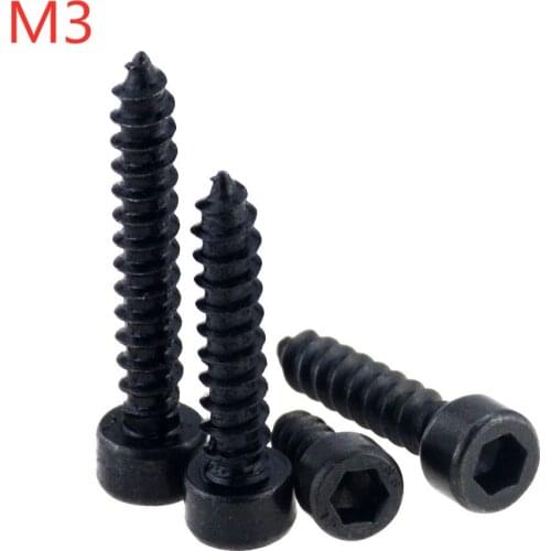 100pcs/Lot Metric Thread carbon steel Hex Socket Head Cap self tapping Screw Bolts M3x12