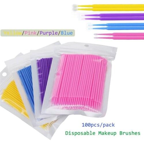 100pcs/lot Micro Brushes Eyelash Extension Make Up Eye Lash Glue Brushes Disposable Applicators Sticks Quewel Makeup Tools