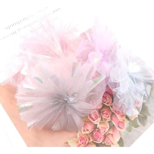 12Pcs/Lot Lace Net Yarn Polka Dot Super Fairy Appliques For Children Headwear Hair Clip Accessories And Garment Patches