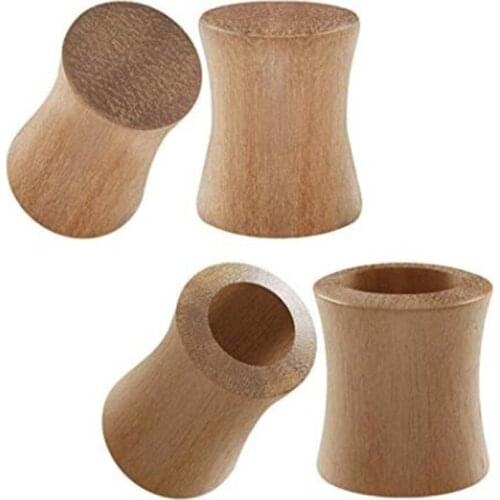 JFORYOU 2 Pairs Teak Wood Solid Double Flared Saddle Piercing Jewelry Stretcher Ear Plugs Earring Lobe Flesh Tunnel