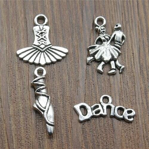 20pcs Charms Dance Antique Silver Color Dance Skirt Charms Jewelry Findings DIY Ballet Dance Charms Wholesale